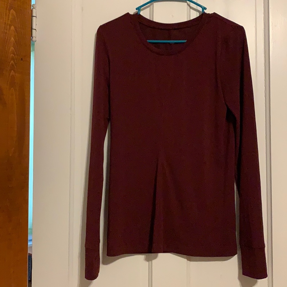 Fabletics wine color long sleeve workout shirt